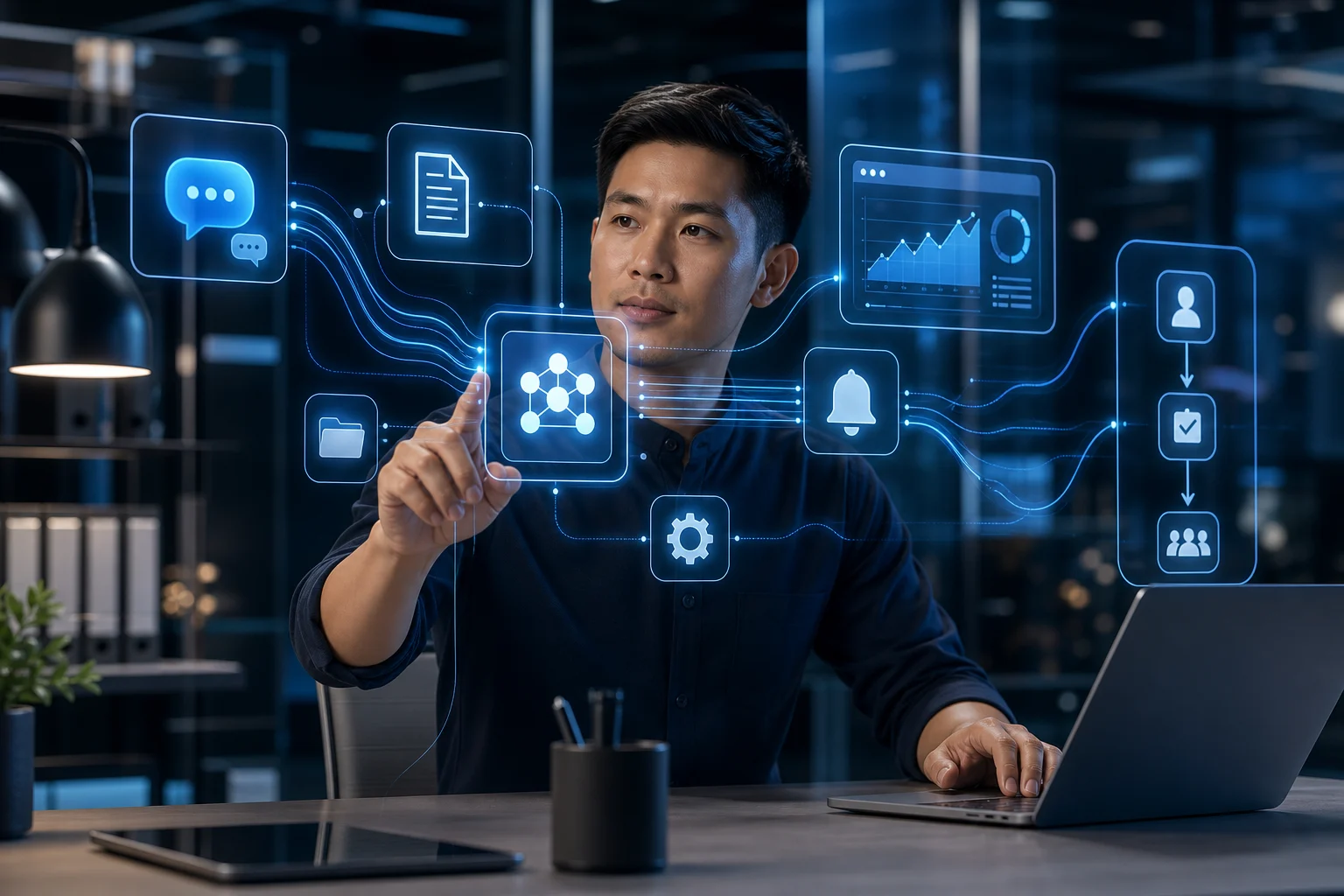 วิศวกรไทยกำลังออกแบบเวิร์กโฟลว์ AI และระบบอัตโนมัติ